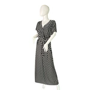 Star Vixen Polka Dot Maxi Dress Wrap Style Black White Retro Party 2X